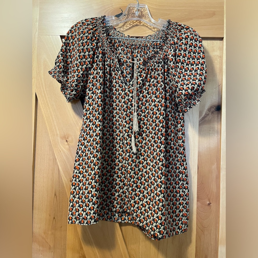 Joie Women’s Medium silk peasant blouse with tie